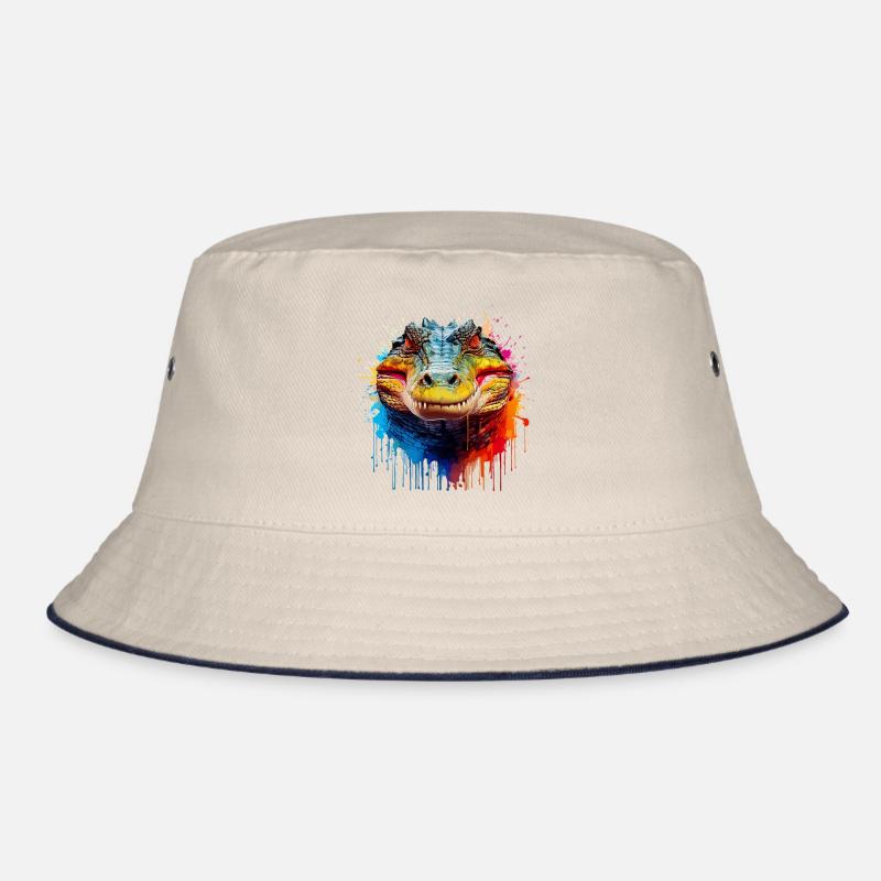 Bunter Krokodil Kopf Splash Bucket Hat