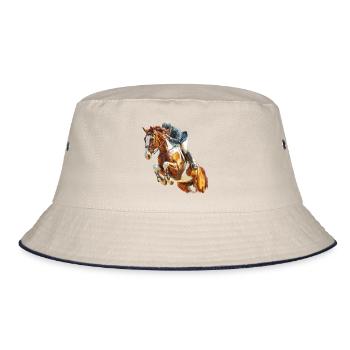 Cavalier au galop en saut - Bob - blanc cassé/bleu marine - Devant