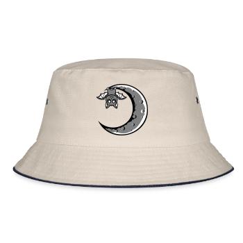 Süße Fledermaus Sichelmond hängt Halloween Nacht - Bucket Hat - Natur/Navy - Vorne