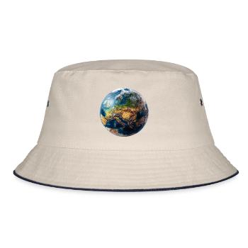 Globe Design: Europe-Asia Landscape - Bucket Hat - ecru/navy - Front