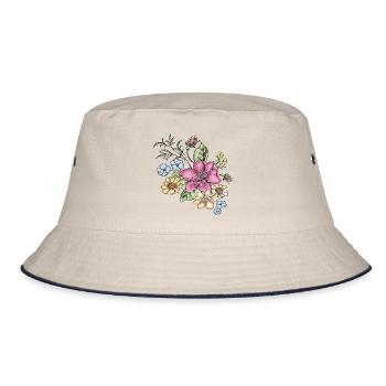 Floral floral pattern - Bucket Hat - ecru/navy - Front