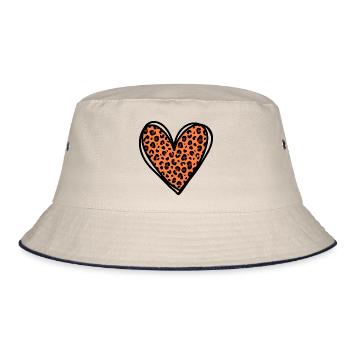 Leo Herz - Trendiges Tierprint Fashion Design - Bucket Hat - Natur/Navy - Vorne