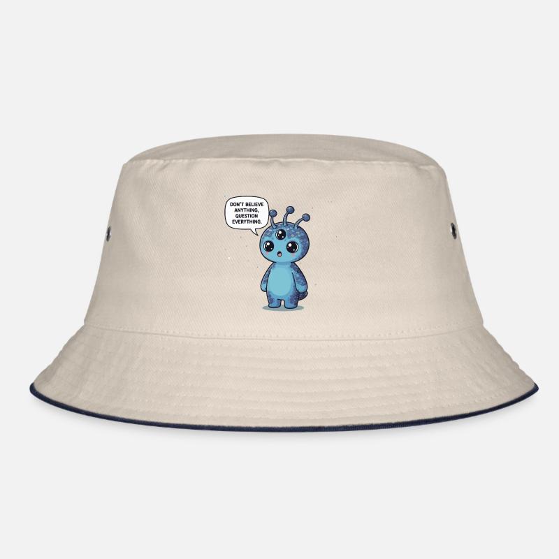 Niedlicher Alien: Statement - Alles hinterfragen - Bucket Hat - Natur/Navy