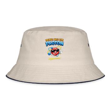 Denke Wie Ein Proton – Bleib Positiv - Bucket Hat - Natur/Navy - Vorne