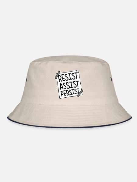 Resist Assist Persist Aktivismus Motivation Logo - Bucket Hat - Natur/Navy - Vorne