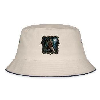 Druide begleitet von einem weißen Wolf - Bucket Hat - Natur/Navy - Vorne