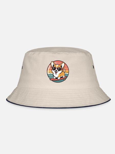 Corgy Surfer - Bucket Hat - Natur/Navy