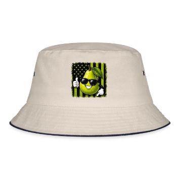 Birne USA Amerikanische Flagge Sonnenbrille - Bucket Hat - Natur/Navy - Vorne