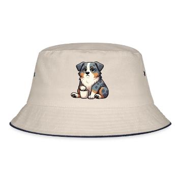 Australian Shepherd Aussie Aussiebesitzer Aussies - Bucket Hat - Natur/Navy - Vorne