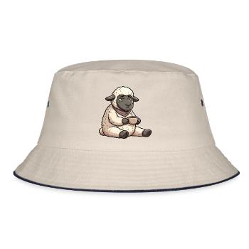 Schaf Schafe Schäfer Schafhalter Schafbock - Bucket Hat - Natur/Navy - Vorne