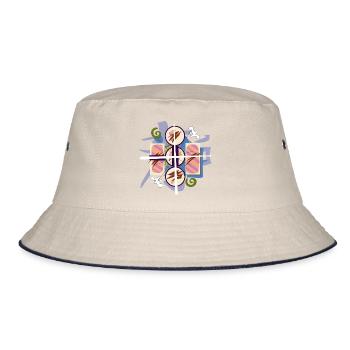 Abstrakt_Sushi - Bucket Hat - Natur/Navy - Vorne