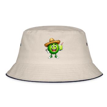 Happy Lime mit einem Getränk - Bucket Hat - Natur/Navy - Vorne