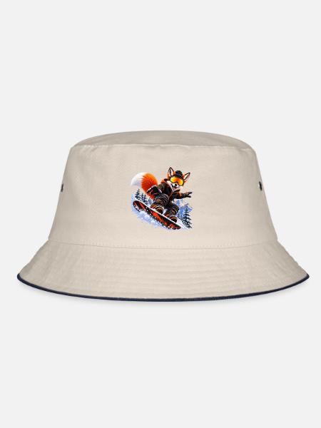 Snowboard Fuchs – Winter Sport Tier - Bucket Hat - Natur/Navy