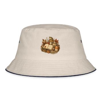 Stay Cozy – Cosy Autumn Stillleben - Bucket Hat - Natur/Navy - Vorne