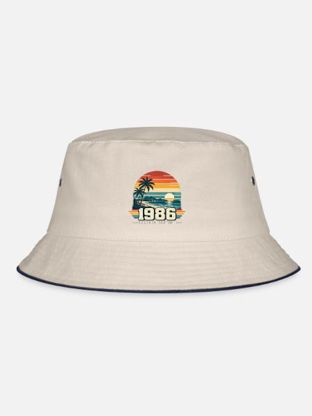 1986 Retro Sonnenuntergang Küstenedition - Bucket Hat - Natur/Navy