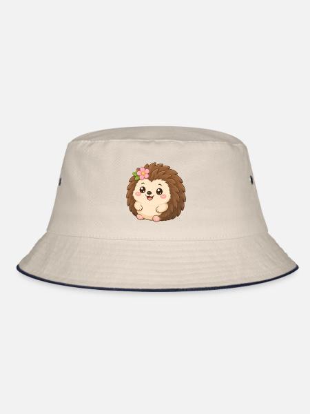 Hedgehog Flower Friend – Igel mit Blume - Bucket Hat - Natur/Navy