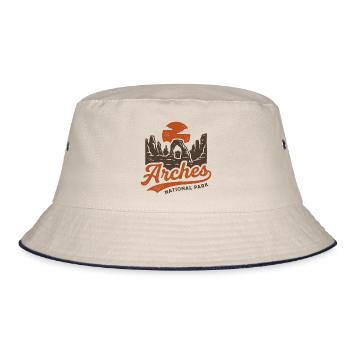 Vintage Arches Utah Desert Delicate Arch - Bucket Hat - Natur/Navy - Vorne