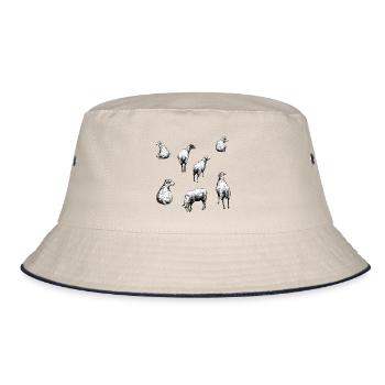 Skizzenhafte Schafherde - Bucket Hat - Natur/Navy - Vorne