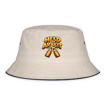 Held der Arbeit – Lustiges Feierabend Design - Bucket Hat - Natur/Navy - Vorne