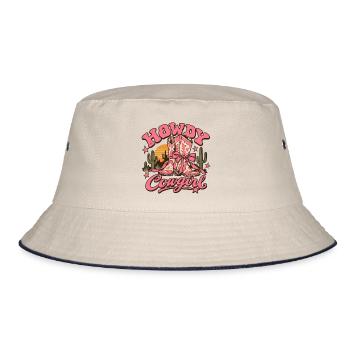 Vintage-rosa Howdy Lady Cowboy-Stiefel - Bucket Hat - Natur/Navy - Vorne