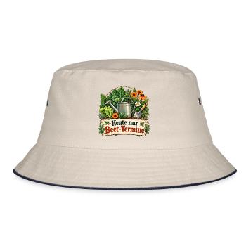 Heute nur Beet Termine - Bucket Hat - Natur/Navy - Vorne