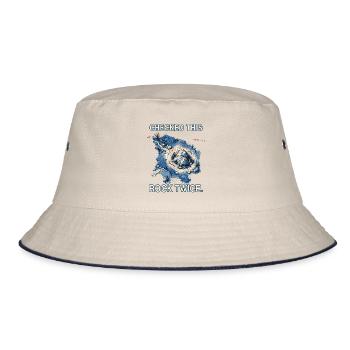 Geocaching — Diesen Stein zweimal überprüft - Bucket Hat - Natur/Navy - Vorne