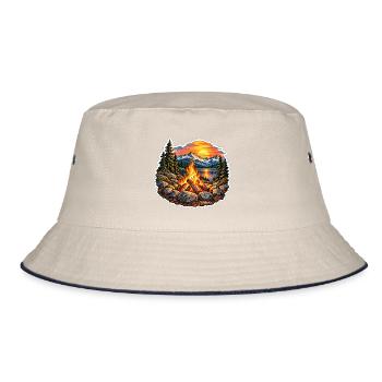 Lagerfeuer am Bergsee - Bucket Hat - Natur/Navy - Vorne