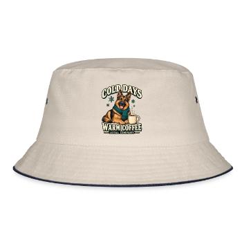 Deutscher Schäferhund Winterkaffee – Loyale Firma - Bucket Hat - Natur/Navy - Vorne