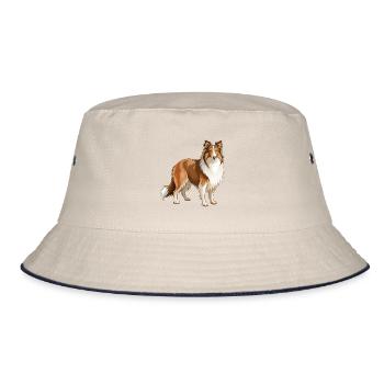 Collie Dog steht - Bucket Hat - Natur/Navy - Vorne