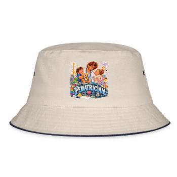 Infantiler Kinderarzt – Kuscheln und Diagnostik - Bucket Hat - Natur/Navy - Vorne