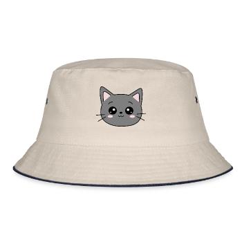 Schwarze Katze Katze Süßes Kätzchen Weihnachtsgeschenk - Bucket Hat - Natur/Navy - Vorne