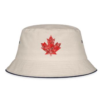 Canada Ahornblatt Maple Leaf Kanada Amerika Grunge - Bucket Hat - Natur/Navy - Vorne