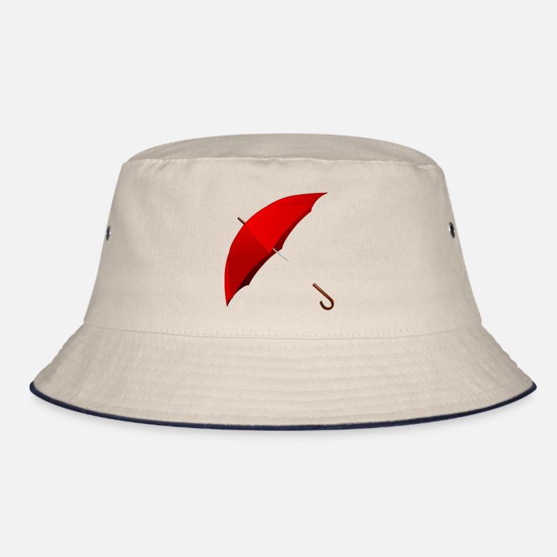 Roter Regenschirm aufgespannt. Geschenkidee Bucket Hat