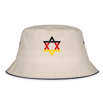 PROUD GERMAN JEW Judaism Jews Menorah - Bucket Hat - ecru/navy - Front