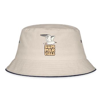 seagull möwe summer vibes - Bucket Hat - Natur/Navy - Vorne