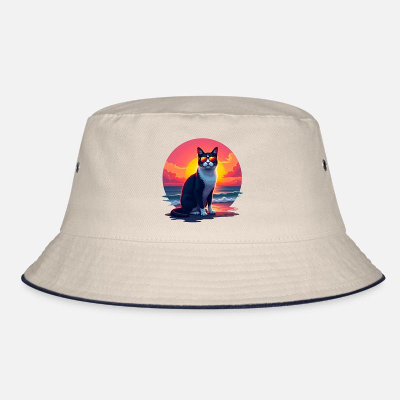 Cat on the beach Bucket Hat