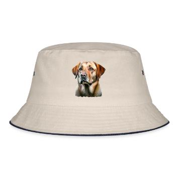 Porträt des Labrador Retriever Hundes - Bucket Hat - Natur/Navy - Vorne