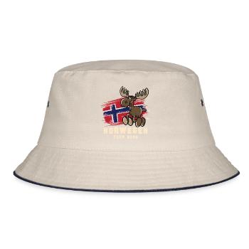 Norwegen Tour 2026 mit lustigem Elch - Bucket Hat - Natur/Navy - Vorne