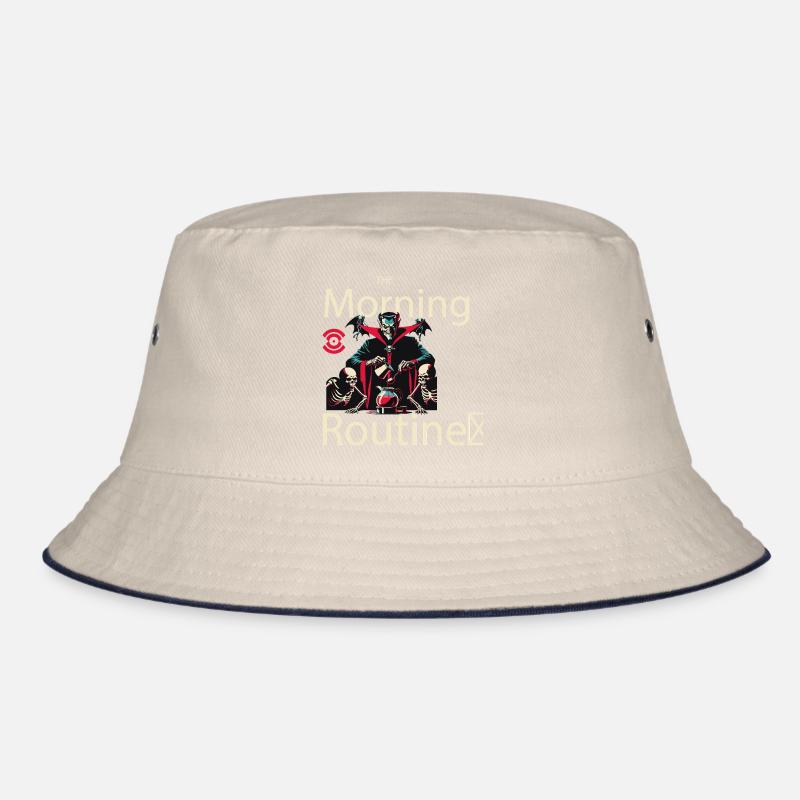 Spooky Morning Routine - Bucket Hat - ecru/navy