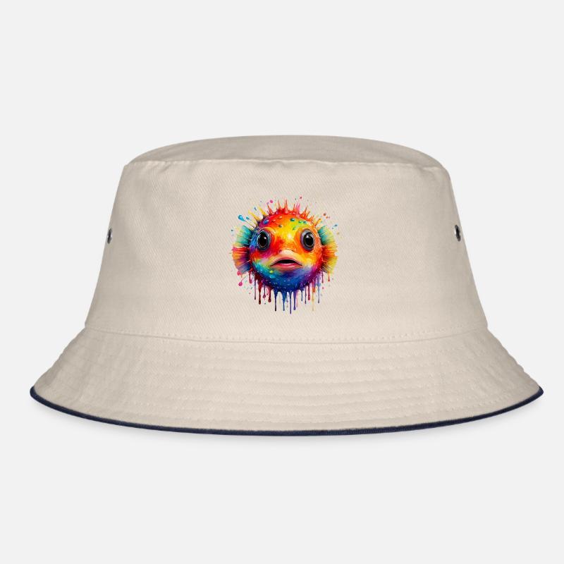 Color Explosion Puffer Fish Art Print Bucket Hat