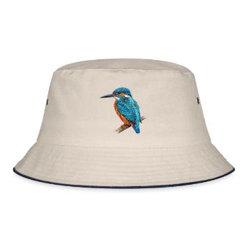 Martin-pêcheur brodé avec style naturel (imprimé) - Bob - blanc cassé/bleu marine - Devant