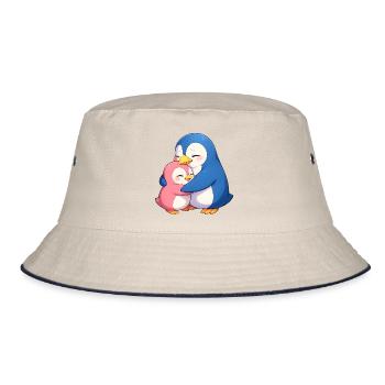 Kuschelpinguine Umarmung - Bucket Hat - Natur/Navy - Vorne