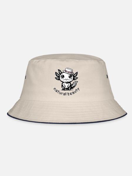 Süßes Axolotl mit Hut – Natural Beauty Pink - Bucket Hat - Natur/Navy