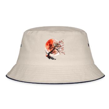 Roter Mond und Kirschbaum - Bucket Hat - Natur/Navy - Vorne