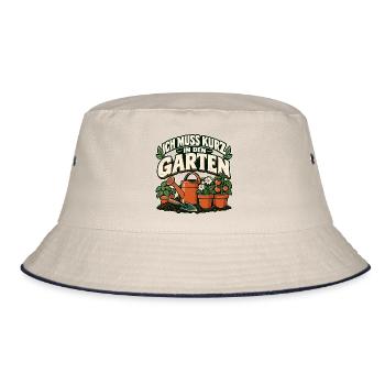 Ich muss kurz in den Garten - Bucket Hat - Natur/Navy - Vorne