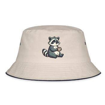 Waschbär Waschbären Waldtier lustiger Waschbär - Bucket Hat - Natur/Navy - Vorne
