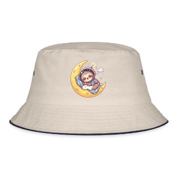 Ein süßes Faultier im Weltraum, Mondschlaf - Bucket Hat - Natur/Navy - Vorne