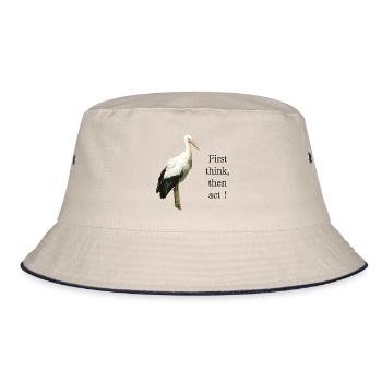 Storch First think, then act! - Bucket Hat - Natur/Navy - Vorne