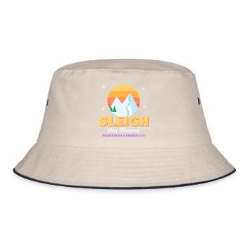 Sleigh the Slopes Retro Weihnachtsskifahrer - Bucket Hat - Natur/Navy - Vorne