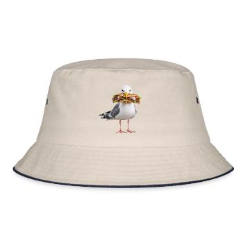 Silbermoewe-mit-Doener Möwe - Bucket Hat - Natur/Navy - Vorne
